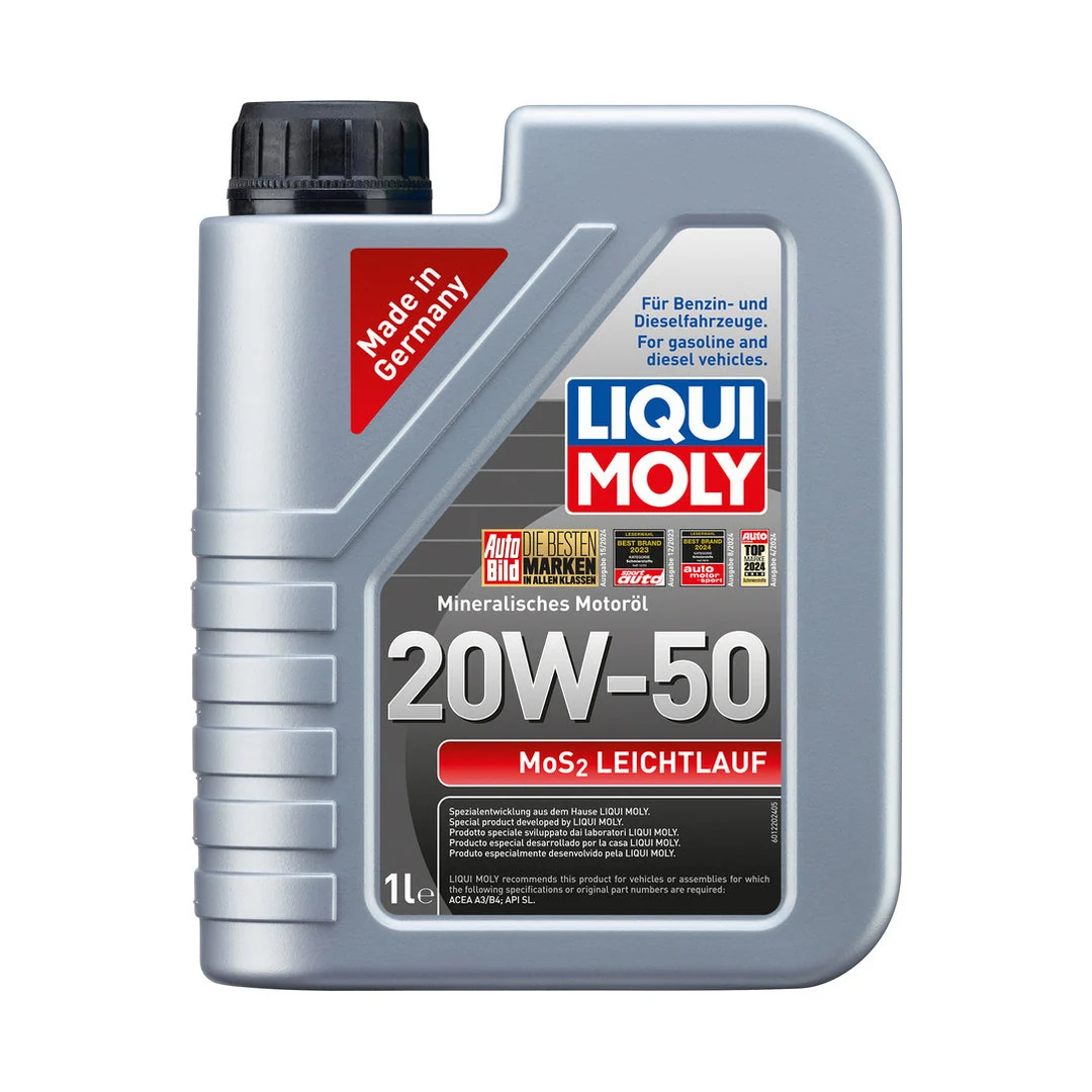 Liqui Moly MoS2 Low-Friction 20W-50 engine oil bottle